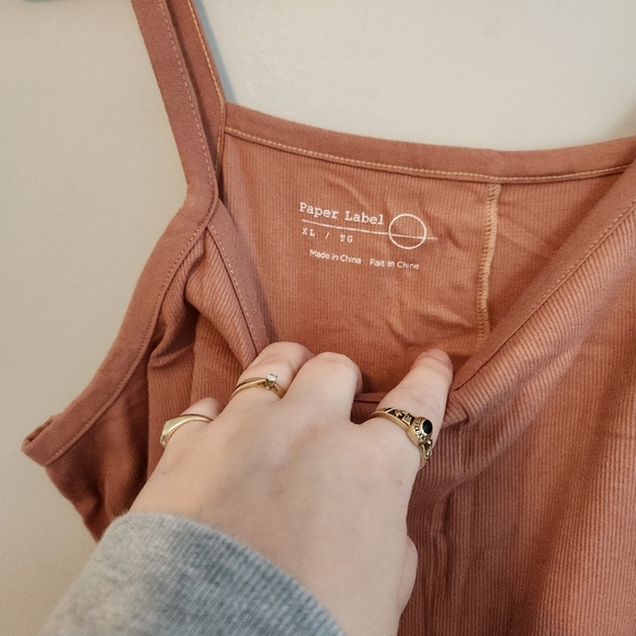 Paper Label Nicola Sleeveless Ribbed Rust Jumpsuit - Picture 5 of 7